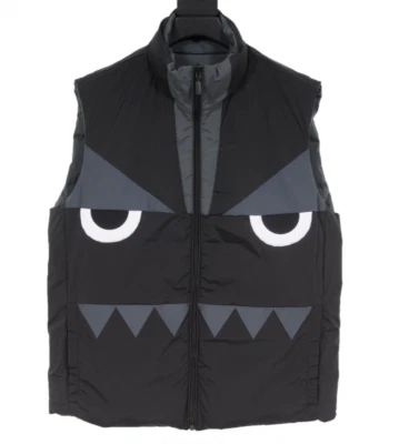 Fendi Men Monster Vest S 50 Large Grey Black Reversible Sleeveless Puffer Jacket - Image 1 of 4