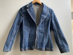 COMMA, Kurze Denim Jeans-Jacke blau Reverskragen Langarm Gr. 38 - Bild 1 von 6