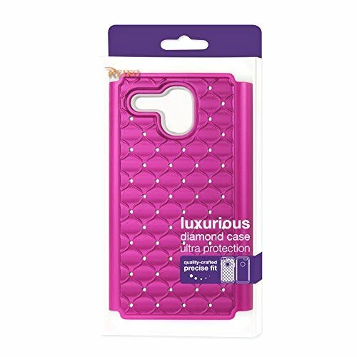 Funda protectora híbrida Reiko Diamond - Embalaje al por menor - Blanco/Rosa intenso Foto 1 de 4