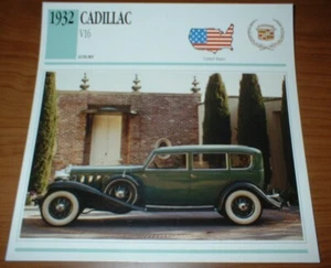 1932 CADILLAC V16 INFO SPEC SHEET PHOTO 32 V 16 ★★ - Bild 1 von 1