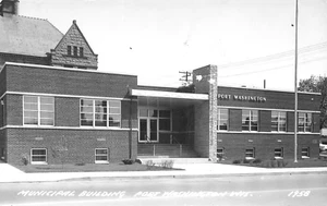 Port Washington WI Municipal Building, Real Photo Postcard - Picture 1 of 2
