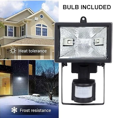 120W Halogen Floodlight With PIR Motion Sensor Garden Outdoor Security Lighting - Image 1 of 4