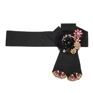 DOLCE & GABBANA SARTORIA Crystal Brooch Flower Ribbon Bow Dress Belt Gold 13555 - Picture 1 of 4