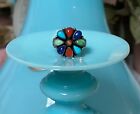 Leo Feeney Flower  Cluster Ring Silver Sleeping Beauty Turquoise Coral Lapis 7