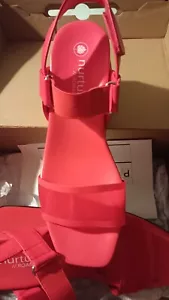 Dressy casual red mid height wedge Nuture sandal - Picture 1 of 2