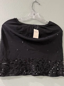 LIMITED TOO BLACK SEQUINS BLACK CHIFFON HOLIDAY PARTY GIRL LOVE SKIRT 8NWT$39 - Picture 1 of 4