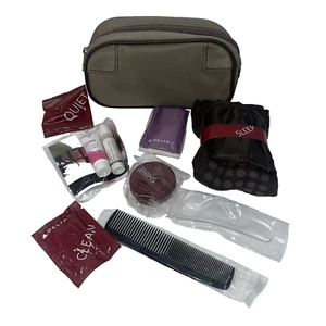 Delta Airlines Skyteam Taupe Amenity Toiletry Travel Bag Case Kit - Picture 1 of 13