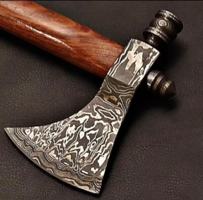 CUSTOM Handmade DAMASCUS STEEL Smoking Pipe TOMAHAWK Axe, HATCHET 20" - Image 1 of 4