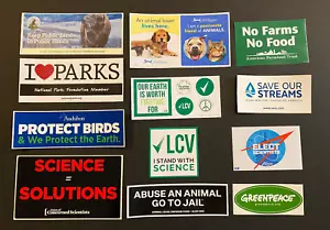 Lote de 12 calcomanías liberales progresivas pegatinas etiquetas derechos de los animales parques científicos #1 - Imagen 1 de 5