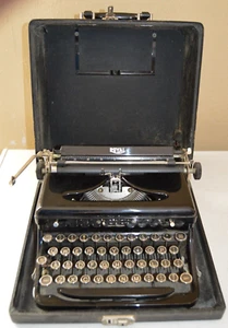 Vintage 1937 Royal Model O Touch Control Portable Typewriter + Case no key Black - Picture 1 of 21