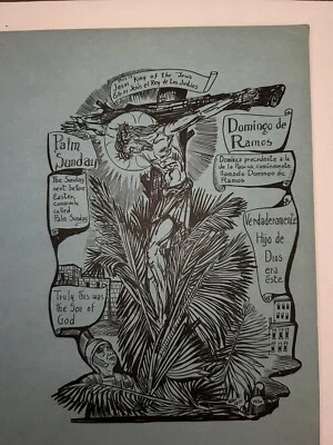 EXTREMELY RARE Signed by Allan Rohan Crite - Palm Sunday=Domingo de Ramos 1954 - Image 1 of 4