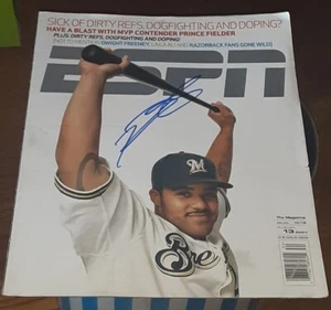 PRINCE FIELDER MILWAUKEE BREWERS SIGNED AUTOGRAPHED 2007 ESPN MAGAZINE COVER COA - Picture 1 of 1