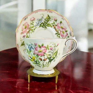 Royal Albert Country Bouquet Collezione Morning Dew Cup Piattino Fascia Oro Vintage - Foto 1 di 19