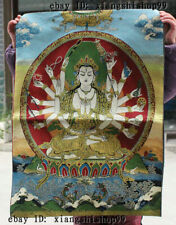 Tibet Buddhism Cloth Silk 18 Hands Maha Cundi Mother Buddha Thangka Thanka Mural