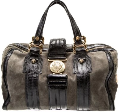 Flash Sale: GUCCI Aviatrix Gray Taupe Suede Boston Bag Large Excellent Condition - Image 1 of 4