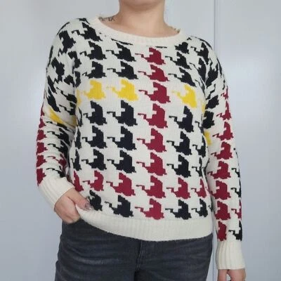 Suéter Tejido 36 Puntos 5 Vintage Pata de Gallo Cuello Redondo Medio Otoño Exterior Multi Foto 1 de 4