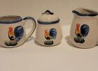 Vtg. CREAMER & SUGAR BOWL WITH MUG Rooster Farmhouse Country Style Alco. Pottery