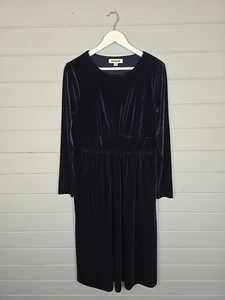 Boden Lois Velvet Dress Midnight Navy Blue Size 16R RRP £115 - Picture 1 of 21