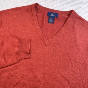 346 BROOKS BROTHERS Herren Rust Merino Wool V-Neck Pullover Medium Sweater - Bild 1 von 4