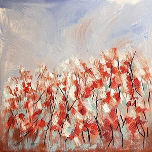 Original Abstract Red Painting Impasto Textured L. Size Signed Modern Wall Decor - Picture 1 of 2