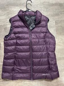 EDDIE BAUER EB650 DOWN FILLED WOMENS L EGGPLANT PUFFER VEST~ NWT~ MSRP: $99 - Picture 1 of 9