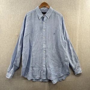 Polo Ralph Lauren Linen Shirt XLT TALL Blue Long Sleeve Button Down Resort Pony - Picture 1 of 15