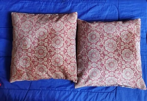 2 Vtg EUC Pottery Barn Decor Pillows 21x21" Cotton+ YKK zipper Boho Moody Exotic - Picture 1 of 10