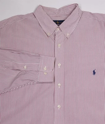Ralph Lauren Mens Red White Striped Cotton Dress Shirt Pony 19-34/35 - Image 1 of 4