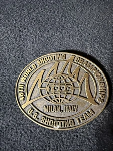 US Shooting Team Tournament Olympic Shooter Milan Italy 94 Vintage Belt Buckle - Picture 1 of 3