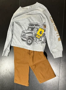 Carhartt Boys 2 PC Graphic Truck T-Shirt & Canvas Pants Set - Size 4T - NWT - Picture 1 of 5