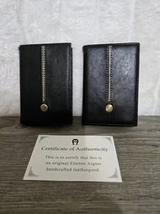 2er Set Etienne Aigner Schwarz Leder Adressbücher Lammfell Lottle Schwarzbuch - Bild 1 von 3