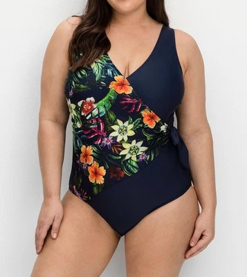 sheego Damen Badeanzug Einteiler Bademode marine gemustert Gr. 56 B NEU - Bild 1 von 4