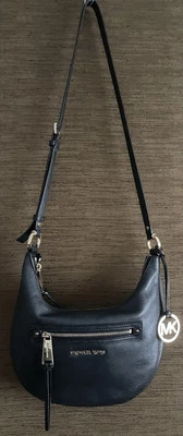 Michael Kors Rhea Black Soft Pebbled Leather Zipper Pocket Med Shoulder C.B. Bag - Image 1 of 4