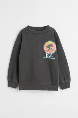 H&M Kids 5T E.T. Sudadera Extraterrestre Gris Oscuro Gran Tamaño Cuello Redondo Foto 1 de 4
