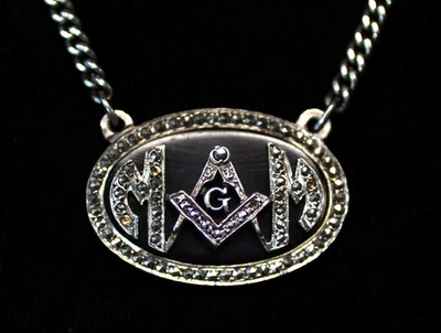 Vintage Swank 1865995 Sterling Silver Masonic Shriners Chain & Signet Tie Clip - Image 1 of 4