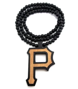 Madera Pittsburgh "P" Colgante Pieza Cadena Buena Madera Wiz Khalifa Collar Letras - Imagen 1 de 7