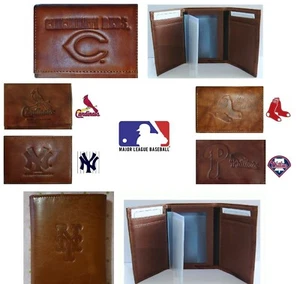 1 Wallet Tri-fold Highest Quality NEW Leather MLB Billfold Marbled CHOOSE TEAM - Picture 1 of 8