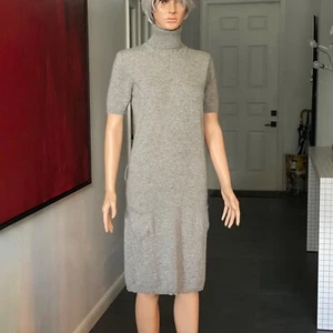 MALO gray cashmere dress with short sleeves size 44 Made in Italy - Picture 1 of 12