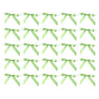 50Pcs Small Twist Tie Bows 3.5" Mini Fabric Satin Ribbon Bows Light Green