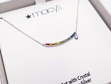MACY'S PRIDE RAINBOW SET W/ CRYSTAL STERLING SILVER NECKLACE