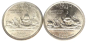 # C873  VIRGINIA   STATEHOOD  QUARTERS, P & D  from  MINT ROLLS - Picture 1 of 2