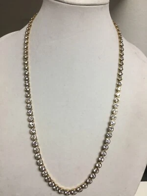 Michael Kors 金色网球水晶扣闭合项链 Ret$ 425 二手状况完好 27 英寸歌剧  — 第 1/4 张图片