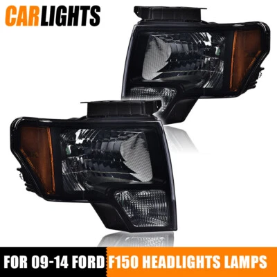 Smoke Lens Black Housing Headlights Lamps Fit For 2009-2014 Ford F150 Pickup - Image 1 of 4