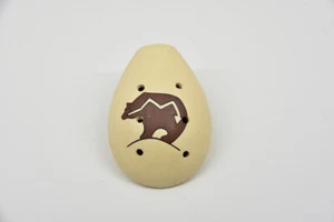 Hand-Painted Ocarina - Bear Spirit Frontier Line Design, Multicolored Shades - Picture 1 of 2