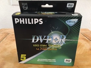 Philips 4.7Gb DVD+R 120 Min Video in SP Mode 5-Pack DVD's New in Sealed Package - Picture 1 of 3