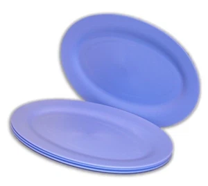 1 Juego de 4 Platos Tupperware Ovalados 10.75" Almuerzo Almuerzo Cena Azul De Colección NUEVO - Imagen 1 de 2