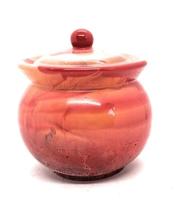 ***MEGA REDUCTIONS*** ORANGE AND RED CAULDRON LIDDED POT. TRINKET POT - Image 1 of 4