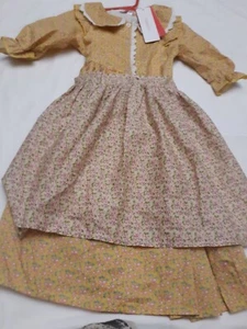 Girl's relibeauty Pioneer/Prairie look Yellow Swing Dress Apron 110 NWT floral - Picture 1 of 7