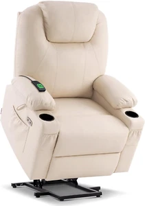 Large Lay Flat Dual Motor Power Lift Recliner Chair Sofa with Massage and Heat, - Picture 1 of 9