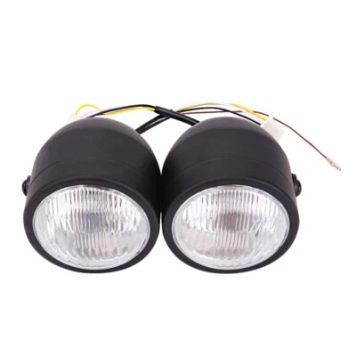 Motorcycle Front  Twin Headlight  Dual Lamp Street Fighter Universal + Bracket - Image 1 of 4